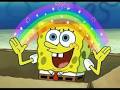 spongebob and a rainbow